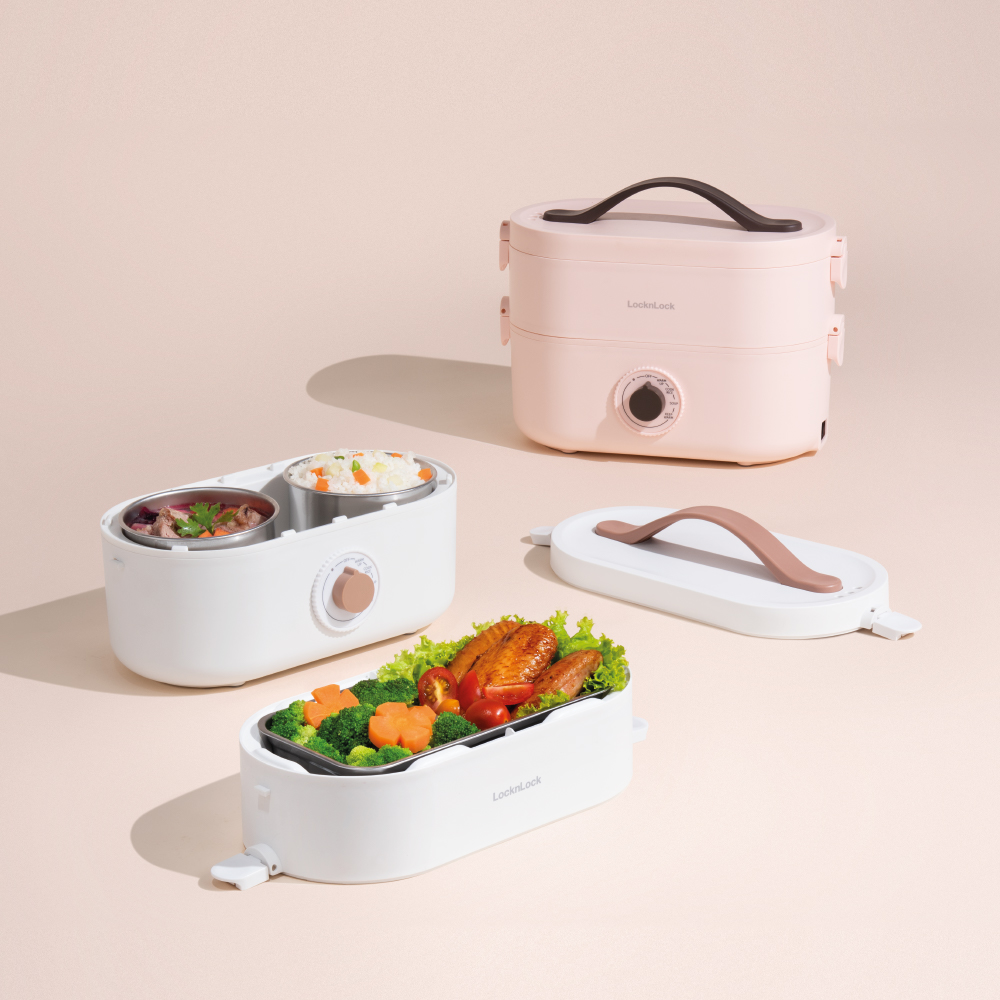 Hộp Cơm Điện - LocknLock Portable Heating Lunch Box 220V, 50Hz, 270W, 1.3L - 2 Màu (Hồng, Trắng) - EJR211